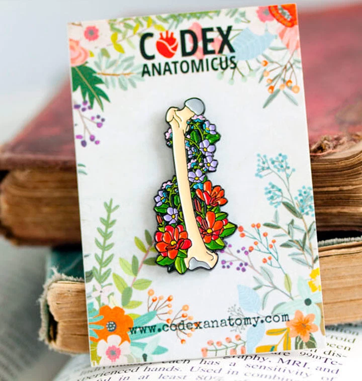 Femur With Flowers - Enamel Pin 4 Femur With Flowers - Enamel Pin - Image 2