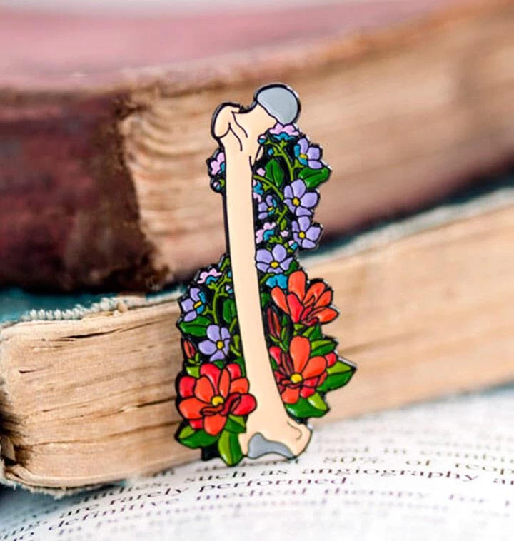 Femur With Flowers - Enamel Pin 3 Femur With Flowers - Enamel Pin