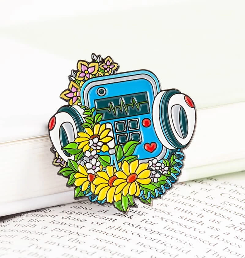 Defibrillator With Flowers - Enamel Pin 3 Defibrillator With Flowers - Enamel Pin