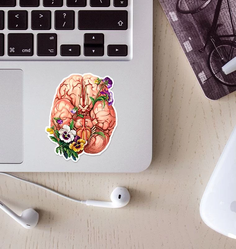 Brain Anatomy Sticker - Floral 4 Brain Anatomy Sticker - Floral - Image 2