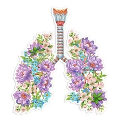 Lungs Anatomy Sticker - Floral