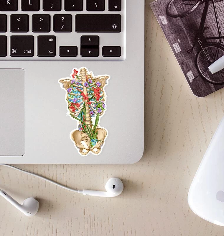 Rib Cage Anatomy Sticker II - Floral 4 Rib Cage Anatomy Sticker II - Floral - Image 2