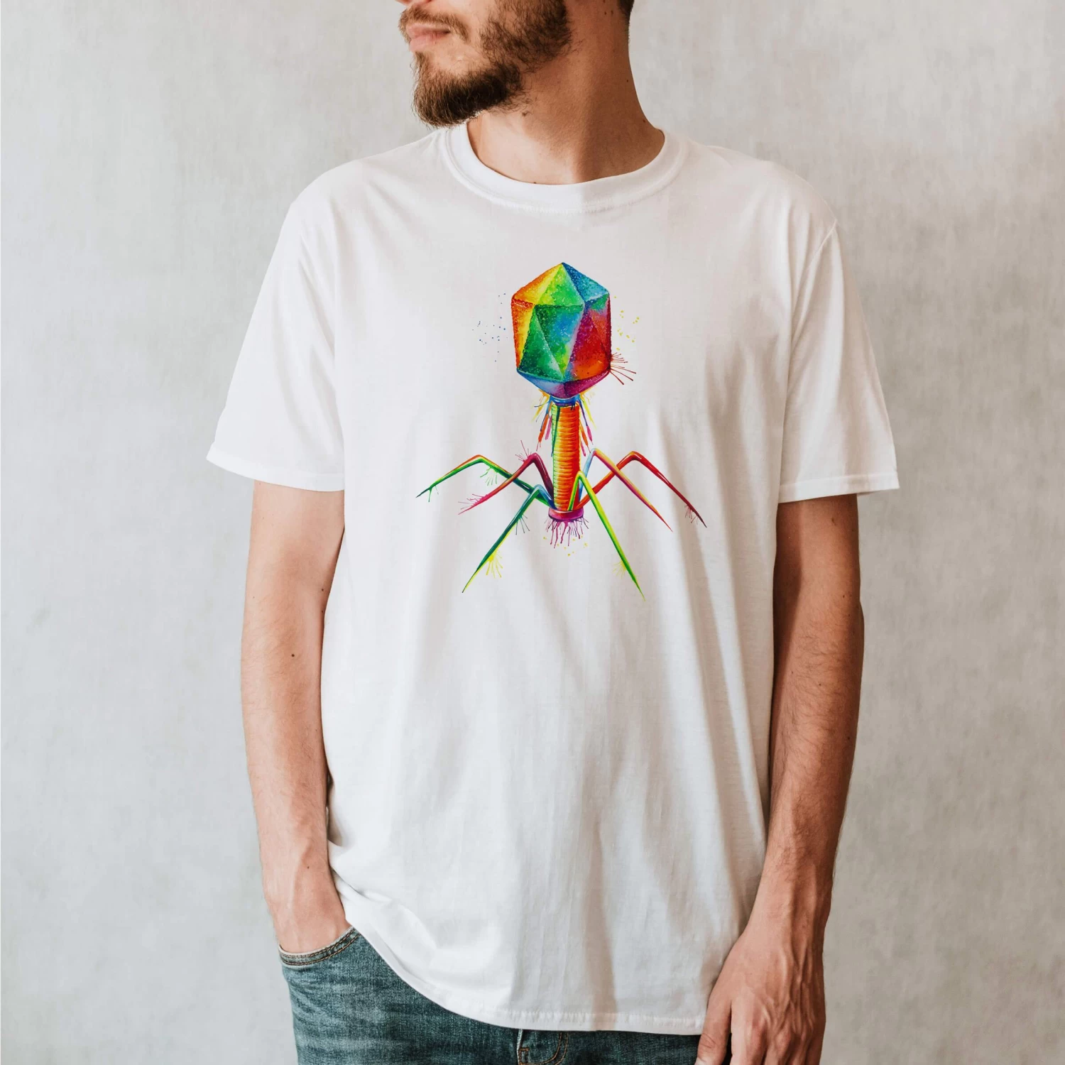 Bacteriophage Unisex T-Shirt - Watercolor 4 Bacteriophage Unisex T-Shirt - Watercolor - Image 2