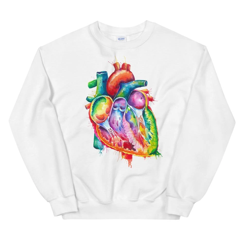 Heart Unisex Sweatshirt - Watercolor 5 Heart Unisex Sweatshirt - Watercolor - Image 3