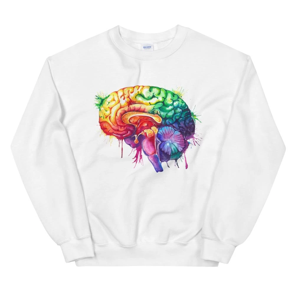 Brain Unisex Sweatshirt - Watercolor 5 Brain Unisex Sweatshirt - Watercolor - Image 3