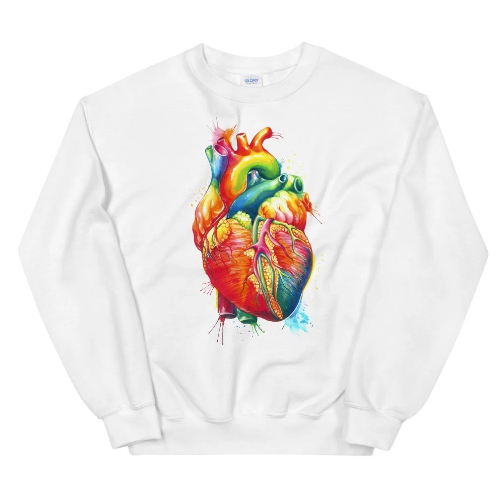 Heart II Unisex Sweatshirt - Watercolor 5 Heart II Unisex Sweatshirt - Watercolor - Image 3