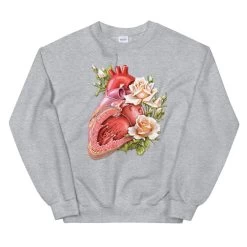 Heart II Unisex Sweatshirt - Floral -Codex Anatomicus Shop mockup f9c52825