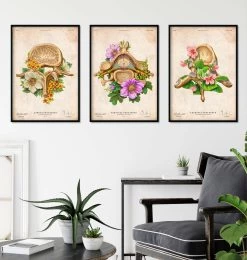 Vertebrae Set Of 3 - Floral - Vintage